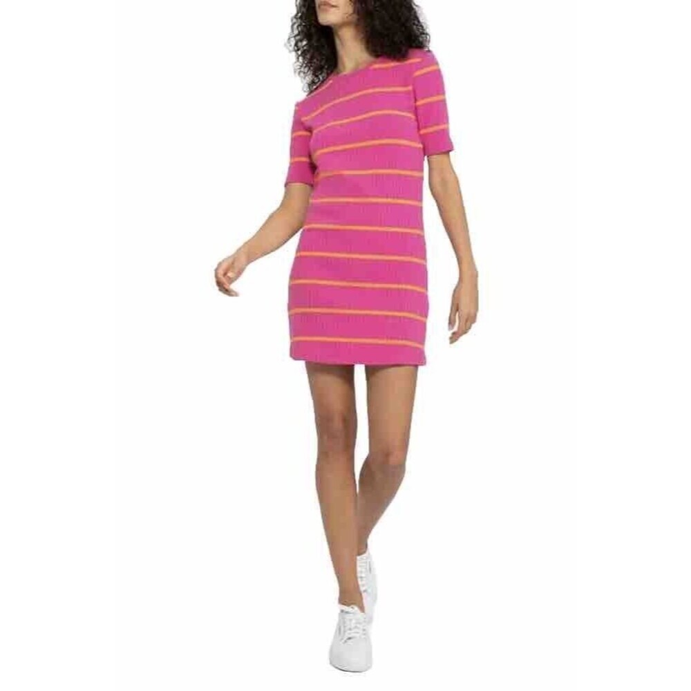 Sanctuary Must Have Stripe Dress Midi Ribbed Pink Orange 1X Y2K